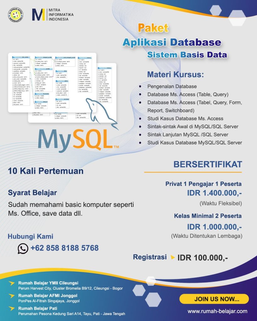 paket belajar database mysql