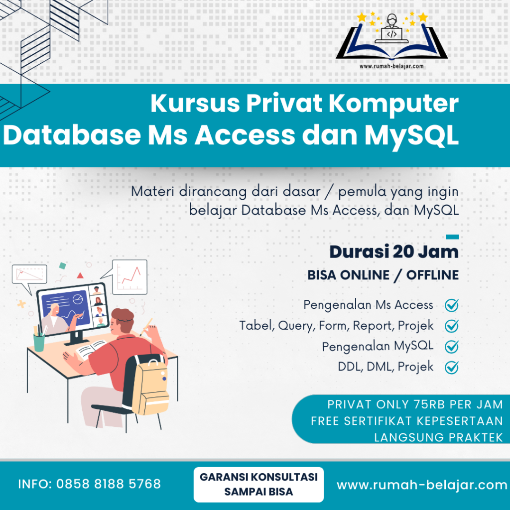 paket kursus privat database ms access dan mysql