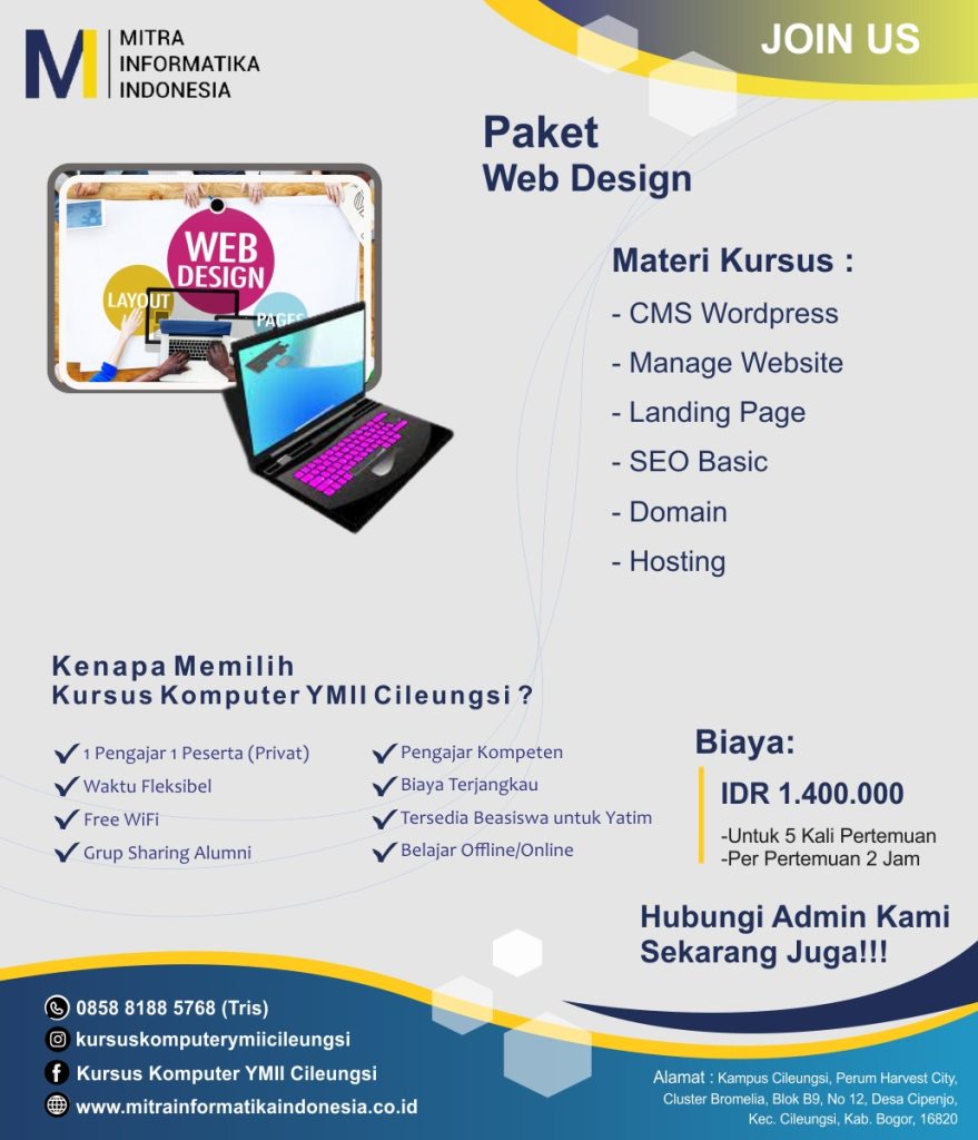 paket belajar membuat website plus langsung punya websitenya