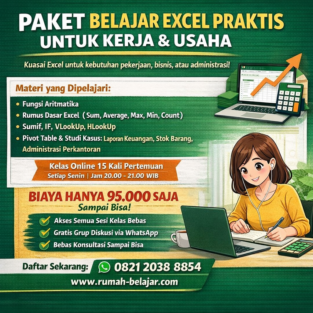Kursus Ms. excel di rumah belajar komputer ymii cileungsi