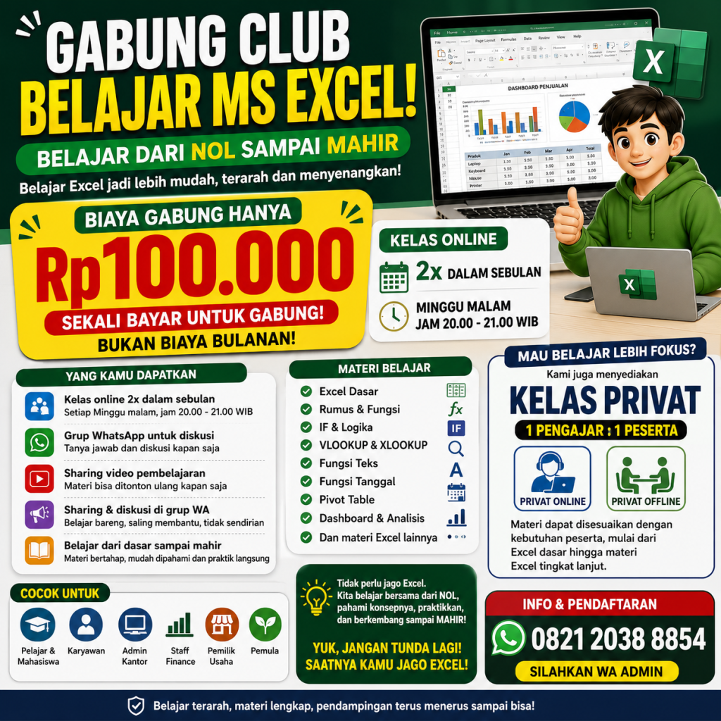 kelas minggu malam belajar ms excel